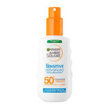 Sensitive Advanced Ambre Solaire Spray corpo adulti, SPF 50+, 150 ml, Garnier