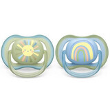 Succhietti Philips Avent Ultra Air, 0-6 mesi, 2 pezzi, Sun and Rainbow, SCF085/58, Philips