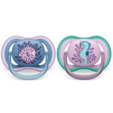 Succhietti Philips Avent Ultra Air, 6-18 mesi, 2 pezzi, viola e blu con motivo, SCF085/61, Philips