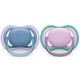 Philips Avent Ultra luchtfopspenen, 6-18 maanden, 2 stuks, paars en blauw, SCF085/34, Philips