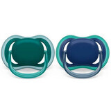 Succhietti Philips Avent Ultra Air, 6-18 mesi, 2 pezzi, Verde e Blu, SCF085/31, Philips