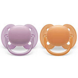 Suzete Ultra Soft Philips Avent, 6-18 luni, 2 bucati, Roz si Portocaliu, SCF091/33, Philips