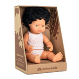 Educational doll Caucasian boy with wavy black hair, 38 cm, Miniland