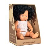 Educational doll Caucasian girl with black wavy hair, 38 cm, Miniland