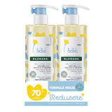 Confezione gel schiumogeno delicato per bambini, corpo e capelli, 500 ml + 500 ml, Klorane Bebe