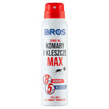 Bros, Max spray per zanzare e zecche, DEET 25,77%, 90 ml