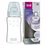 Lovi Diamond Glass Anti-colic glass bottle with slow-flow nipple, Botanic, from 3 months, 250 ml