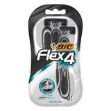 BIC Flex 4, rasoio da uomo, 4 lame, 3 pezzi