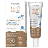 Floslek Protezione Solare Derma City Crema BB Tintata Protettiva SPF 50+ per Pelli Sensibili, 30 ml