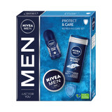 Set Nivea Men Protect &amp; Care, gel doccia 3 in 1 per viso, corpo e capelli, 250 ml + roll-on antitraspirante, 48h, 50 ml + crema viso, corpo e mani, 75 ml