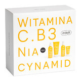 Set Ziaja Vitamin C.B3 Niacinamide, crema risveglio, 50 ml + lozione corpo, 200 ml + tonico, 190 ml + gel detergente, 190 ml