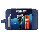 Gillette Proglide Set, rasoio, 1 pz + lama, 1 pz + gel da barba, 200 ml + sacchetto cosmetico, 1 pz