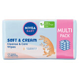 Nivea Baby Soft&amp;Cream, salviette umidificate, biodegradabili, 4 x 57 pezzi