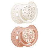 Lovi, succhietto, in silicone, dinamico, Blossom Ivory, da 18 mesi, 2 pezzi