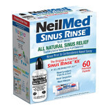 Sinus Rinse Kit, set di irrigazione sinusale per adulti, flacone da 240 ml + 60 bustine