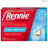 Rennie Antacidum 680 mg + 80 mg, gusto menta, 48 pastiglie