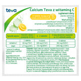 Calcio Teva con vitamina C, gusto arancia, 14 compresse effervescenti