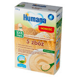 Humana 100% Organic Porridge 5 cereali, senza latticini, senza zuccheri aggiunti, dopo 6 mesi, 200 g