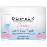 Dermedic Linum Emolient Baby, burro oleoso intensivo per viso e corpo dal primo giorno di vita, per pelli secche, molto secche e atopiche, 225 g