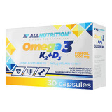 Allnutrition Omega 3 K2 + D3, fish oil 1000 mg + vitamin K 100 µg + vitamin D 2000 IU, 30 capsules