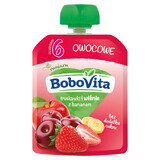 BoboVita Mousse in tubetto, fragole e ciliegie con banana, dopo 6 mesi, 80 g