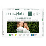 Eco By Naty, Biologische wegwerpluiers maat 1, 2-5 kg, 25 stuks