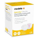 Medela, cuscinetti per il seno monouso, ultrasottili, Safe &amp; Dry, 30 pezzi