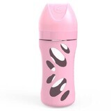 Twistshake, biberon anticolica, in vetro, con tettarella M in silicone a flusso medio, rosa, da 2 mesi, 260 ml