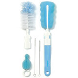 BabyOno, set di scovolini per biberon e tettarelle con manico intercambiabile e mini spugna, blu, 1 set