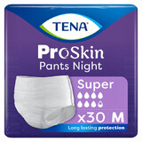 Tena Pants ProSkin Night, saugfähige Slips, Größe M, 80-110 cm, Super, 30 Stück