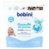 Bobini Baby, capsule di lavaggio, ipoallergeniche, per bianchi e colorati, da 1 giorno di vita, 24 pezzi