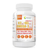 Wish K2 50 µg + D3 2000 UI + Omega-3 1000 mg + vitamina E, 90 capsule moi