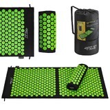 4Fizjo Tappetino per agopressione, tappetino per agopressione grande con cuscino, 110 cm x 42 cm, nero e verde