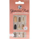 Set di 24 unghie finte, W7, Glamorous Nails, Jingle Jungle, Adesivo incluso