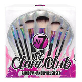 Set van 8 Make-up kwasten, W7, The Clam Club Rainbow, opbergzakje inbegrepen