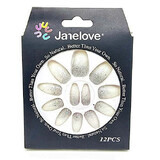 Set van 12 nepnagels met glitter, Janelove, Wit