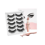 Set of 5 pairs of Magnetic False Eyelashes, Makeup, Magnetic Brush and Eyelash Applicator, 029