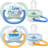 Philips Avent Ultra air Text Sucette 0-6m garçon 2 pcs