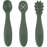 Petite&Mars Set di cucchiai da addestramento in silicone Take&Match Misty Green 6m+ 3 pz.