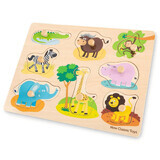 Puzzle din lemn pentru copii Safari, 2 ani+, 9 piese, New Classic Toys