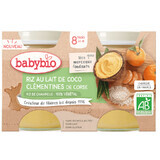 Crème bio à la noix de coco, au riz et à la clémétine, +8 mois, 2x130 g, Babybio