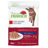 Cibo umido per gatti adulti con manzo, 85 g, Natural Trainer