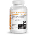 Acido Folico 800 mcg e Vitamina B12 1000 mcg, 60 capsule, Bronson