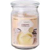 Emocio Glass bottle 93x142 mm with glass lid Creamy Vanilla scented candle 1×1 pc, size 93 x 142 mm