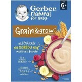 Gerber Natural Milk Porridge Wheat-Oat 1×220 g, zmeură și banană (de la 6 luni)