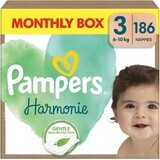 PAMPERS HARMONIE BABY DIAPERS V.3 6-10KG 186KS 1×186 pezzi, pannolini taglia 3