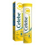 Cetebe Vitamina C 1000 + Acerola + Complesso B, gusto limone, 20 compresse effervescenti