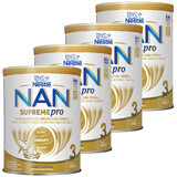 Set Nestle NAN Supremepro 3 HMO, lapte de continuare pentru sugari peste 1 an, 4 x 800 g