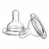 AKUKU, wide-mouth nipple, silicone, anti-colic, round, fast flow, A0121, from 6 months, 2 pieces