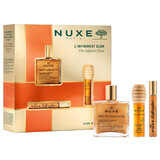 Nuxe Glow Huile Prodigieuse Or set, olio roll-on, 8 ml + olio labbra, 10 ml + olio secco, 50 ml